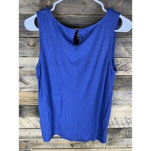 iGenjun Women's Sz XL Sleeveless  Blue Soft Stretchy Top Button Back